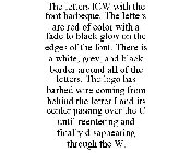 THE LETTERS ICW WITH THE FONT BARBEQUE. THE LETTERS ARE RED OF COLOR WITH A FADE TO BLACK GLOW ON THE EDGES OF THE FONT. THERE IS A WHITE, GREY, AND BLACK BORDER AROUND ALL OF THE LETTERS. THE LOGO HA