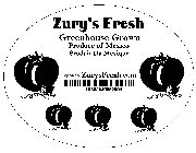 ZURYS FRESH GREENHOUSE GROWN PRODUCE OF MEXICO PRODUIT DU MEXIQUE WWW.ZURY'SFRESH.COM 10852835002004