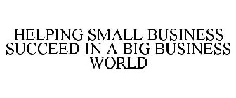 HELPING SMALL BUSINESS SUCCEED IN A BIG BUSINESS WORLD