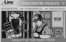 LINC LIGHTING & ELECTRICAL TROUBLESHOOTING SPECIALISTS SINCE 1961 RESIDENTIAL COMMERCIAL INDUSTRIAL QUALITY AT THE RIGHT PRICE VOLTS AMPS DANGER HIGH VOLTAGE