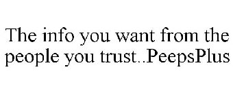 THE INFO YOU WANT FROM THE PEOPLE YOU TRUST..PEEPSPLUS