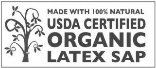 MADE WITH 100% NATURAL USDA CERTIFIED ORGANIC LATEX SAP