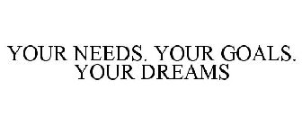 YOUR NEEDS. YOUR GOALS. YOUR DREAMS