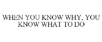 WHEN YOU KNOW WHY, YOU KNOW WHAT TO DO