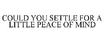 COULD YOU SETTLE FOR A LITTLE PEACE OF MIND