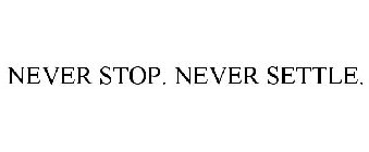 NEVER STOP. NEVER SETTLE.