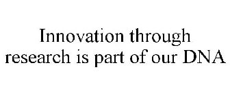 INNOVATION THROUGH RESEARCH IS PART OF OUR DNA