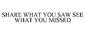 SHARE WHAT YOU SAW SEE WHAT YOU MISSED