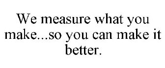 WE MEASURE WHAT YOU MAKE...SO YOU CAN MAKE IT BETTER.