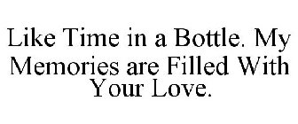 LIKE TIME IN A BOTTLE. MY MEMORIES ARE FILLED WITH YOUR LOVE.