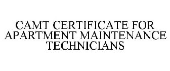 CAMT CERTIFICATE FOR APARTMENT MAINTENANCE TECHNICIANS