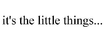 IT'S THE LITTLE THINGS...