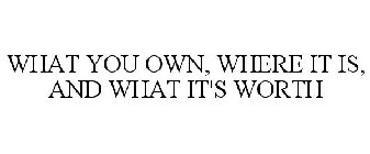 WHAT YOU OWN, WHERE IT IS, AND WHAT IT'S WORTH