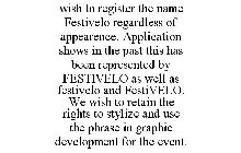 FESTIVELO, FESTIVELO AND FESTIVELO (ALL COMBINATIONS)