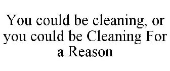 YOU COULD BE CLEANING, OR YOU COULD BE CLEANING FOR A REASON