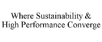 WHERE SUSTAINABILITY & HIGH PERFORMANCE CONVERGE