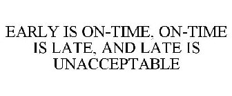 EARLY IS ON-TIME, ON-TIME IS LATE, AND LATE IS UNACCEPTABLE