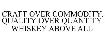 CRAFT OVER COMMODITY. QUALITY OVER QUANTITY. WHISKEY ABOVE ALL.