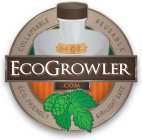 ECOGROWLER.COM REUSABLE AIR & LIGHT SAFE ECO-FRIENDLY COLLAPSABLE 64OZ.