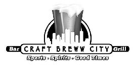 CRAFT BREWW CITY BAR GRILL SPORTS · SPIRITS · GOOD TIMES