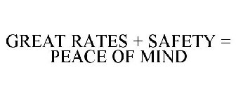 GREAT RATES + SAFETY = PEACE OF MIND