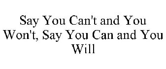 SAY YOU CAN'T AND YOU WON'T, SAY YOU CAN AND YOU WILL