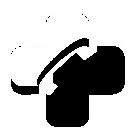 A CROSS WITH A CUTOUT IN THE SHAPE OF A TELEPHONE RECEIVER IN IT