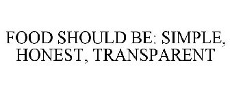 FOOD SHOULD BE: SIMPLE, HONEST, TRANSPARENT