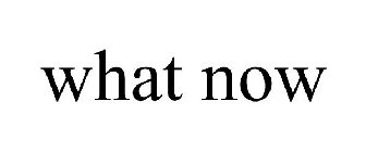 WHAT NOW