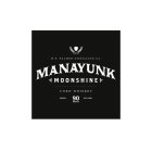 W.P. PALMER DISTILLING CO. MANAYUNK MOONSHINE CORN WHISKEY 200ML. 90 PROOF 45% ABV.