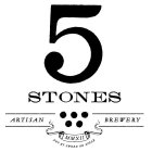 5 STONES ARTISAN BREWERY, MMXII, NOT BY SWORD OR SPEAR