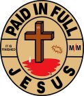 PAID IN FULL IT IS FINISHED M/M INRI JESUS