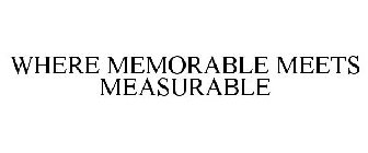 WHERE MEMORABLE MEETS MEASURABLE