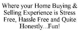 WHERE YOUR HOME BUYING & SELLING EXPERIENCE IS STRESS FREE, HASSLE FREE AND QUITE HONESTLY...FUN!