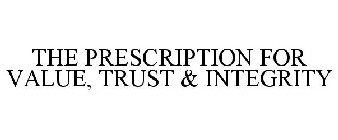 THE PRESCRIPTION FOR VALUE, TRUST & INTEGRITY