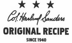 COL. HARLAND SANDERS ORIGINAL RECIPE SINCE 1940CE 1940