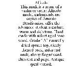 ALFREDO THIS MARK IS A NAME OF A VIOLIN OR VIOLA: ALFREDO MODEL INSTRUMENTS ARE COPIES OF AMONIO STRADIVARIUS. OFFER THE ADVANCED STUDENT A MATURE, WARM AND RICH TONE. HAND MADE WITH SELECT AGED TONE 