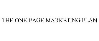 THE ONE-PAGE MARKETING PLAN
