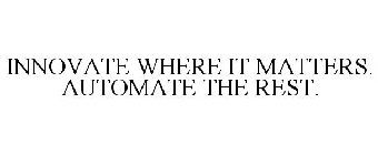 INNOVATE WHERE IT MATTERS. AUTOMATE THE REST.