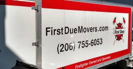 FIRST, DUE, MOVERS, MOVING, DELIVERY, FIREFIGHTER, OWNED, AND OPERATED