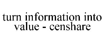 TURN INFORMATION INTO VALUE - CENSHARE