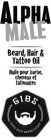 ALPHA MALE BEARD, HAIR & TATTOO OIL HUILE POUR BARBE, CHEVEUX ET TATOUAGES GIBS GUYS INTO BEARD STUFF