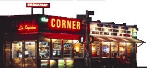 LA ESQUINA THE CORNER BREAKFAST TACOS TORTA CERVEZA BURGERS SANDWICHES COFFEE BEER BREAKFAST LUNCH DINNER AIR CONDITIONED CLEVELAND ONE WAY