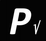 A STYLIZED LARGE LETTER P WITH A SMALLER CHECK MARK TO THE RIGHT OF THE LETTER.