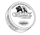 PREMIUM DARK SELECT GRIZZLY LONG CUT EST. 1900 AMERICAN SNUFF CO. PREMIUM DARK SELECT GRIZZLY LONG CUT