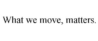 WHAT WE MOVE, MATTERS.