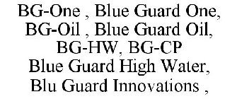 BG-ONE , BLUE GUARD ONE, BG-OIL , BLUE GUARD OIL, BG-HW, BG-CP BLUE GUARD HIGH WATER, BLU GUARD INNOVATIONS ,