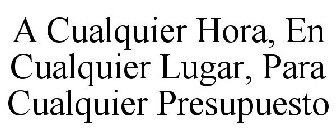 A CUALQUIER HORA, EN CUALQUIER LUGAR, PARA CUALQUIER PRESUPUESTO