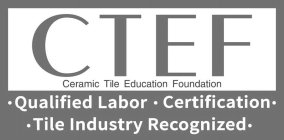 CTEF CERAMIC TILE EDUCATION FOUNDATION · QUALIFIED LABOR · CERTIFICATION · · TILE INDUSTRY RECOGNIZED ·