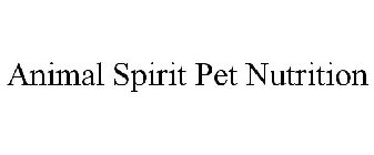 ANIMAL SPIRIT PET NUTRITION